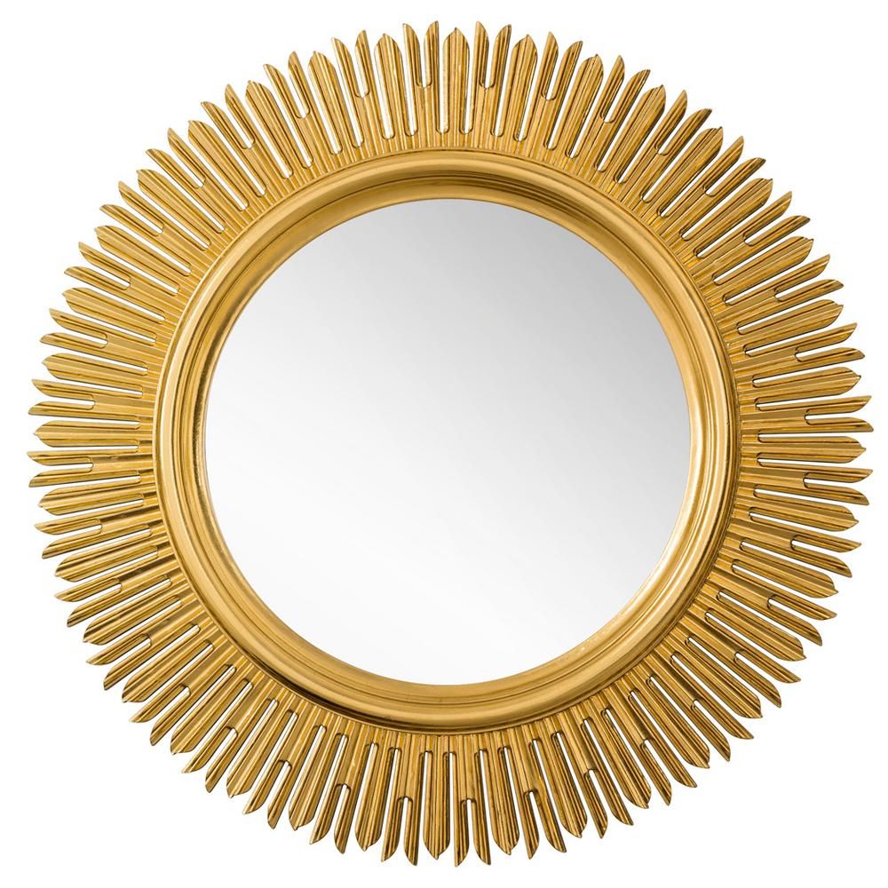 Sunburst 42 in. W x 42 in. H Framed Wall Mirror in Antique Gold | The Home Depot