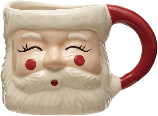 Hand-Painted Stoneware Santa Mug, Red and White | Amazon (US)