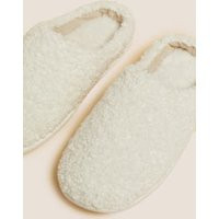 M&S Womens Borg Mule Slippers - 4 - Cream Mix, Cream Mix,Pink Mix | Marks & Spencer (UK)