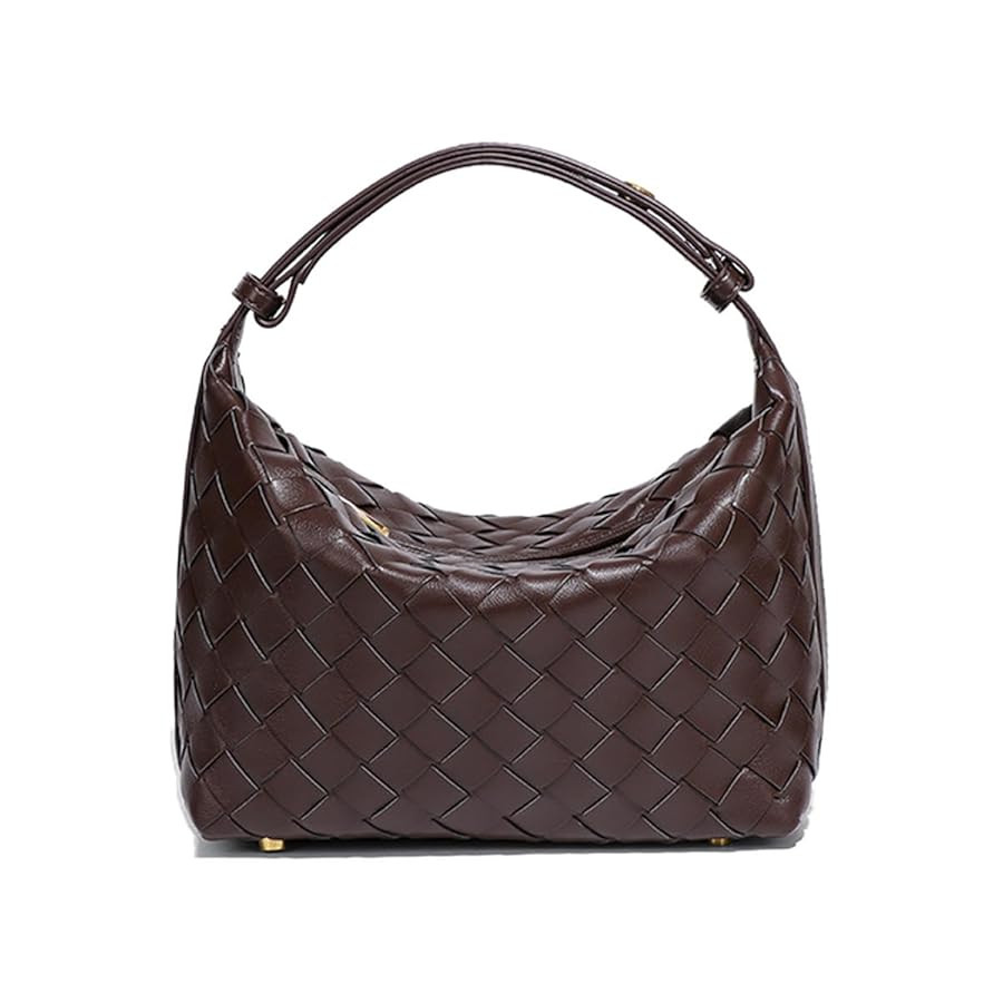 Vegan Leather Woven Hobo Bag – Mini Tote Purse, Braided Underarm Handbag for Women | Amazon (US)