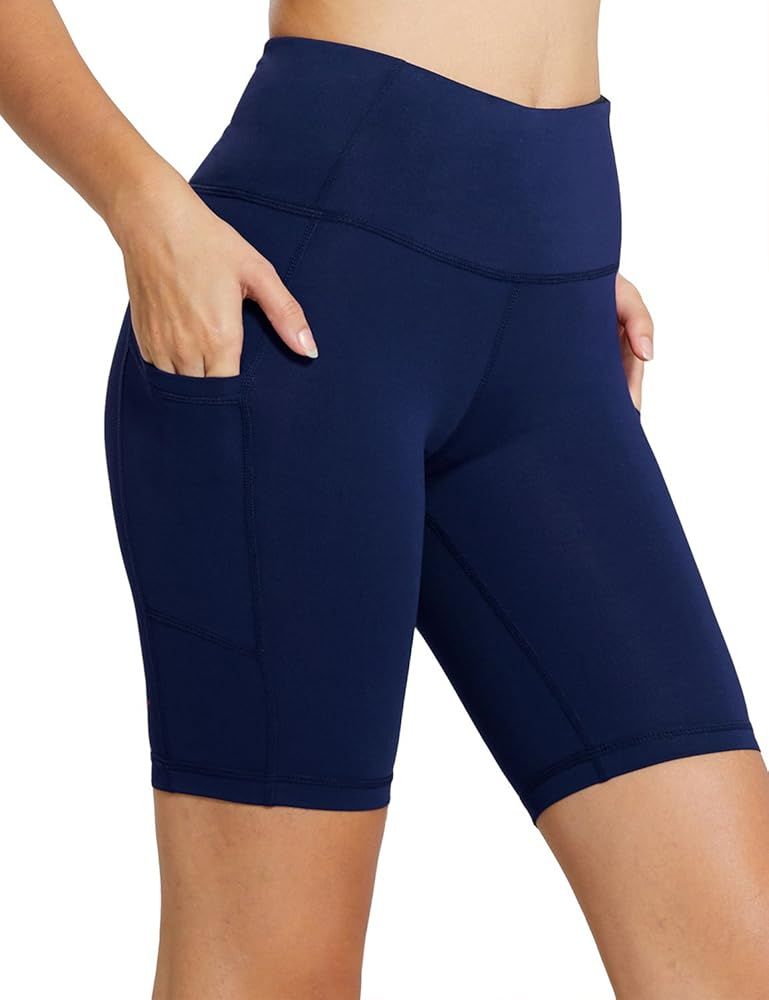 Women's 8" /5" /2" High Waist Workout Biker Yoga Running Compression Exercise Shorts Side Pockets... | Amazon (US)