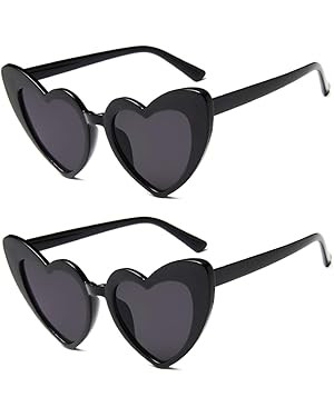 Heart Shaped Sunglasses for Women Cat Eye Mod Style Retro Glasses | Amazon (US)