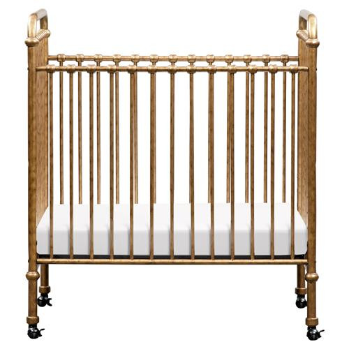 Namesake Abigail French Vintage Gold Steel 3-in-1 Convertible Mini Crib | Kathy Kuo Home