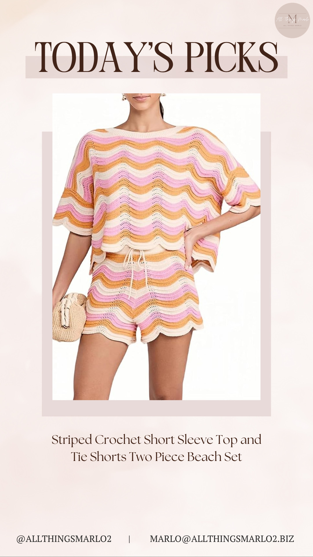Striped Crochet Short Sleeve Top and Tie Shorts Two Piece Beach Set 

 #LTKSeasonal #LTKWorkwear #LTKTravel