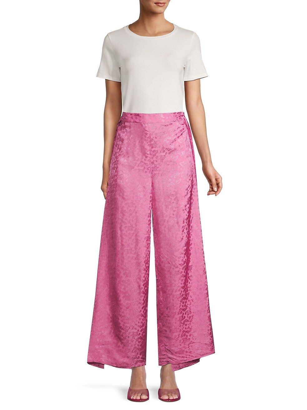 Nerina Paisley Satin Wide-Leg Pants | Saks Fifth Avenue