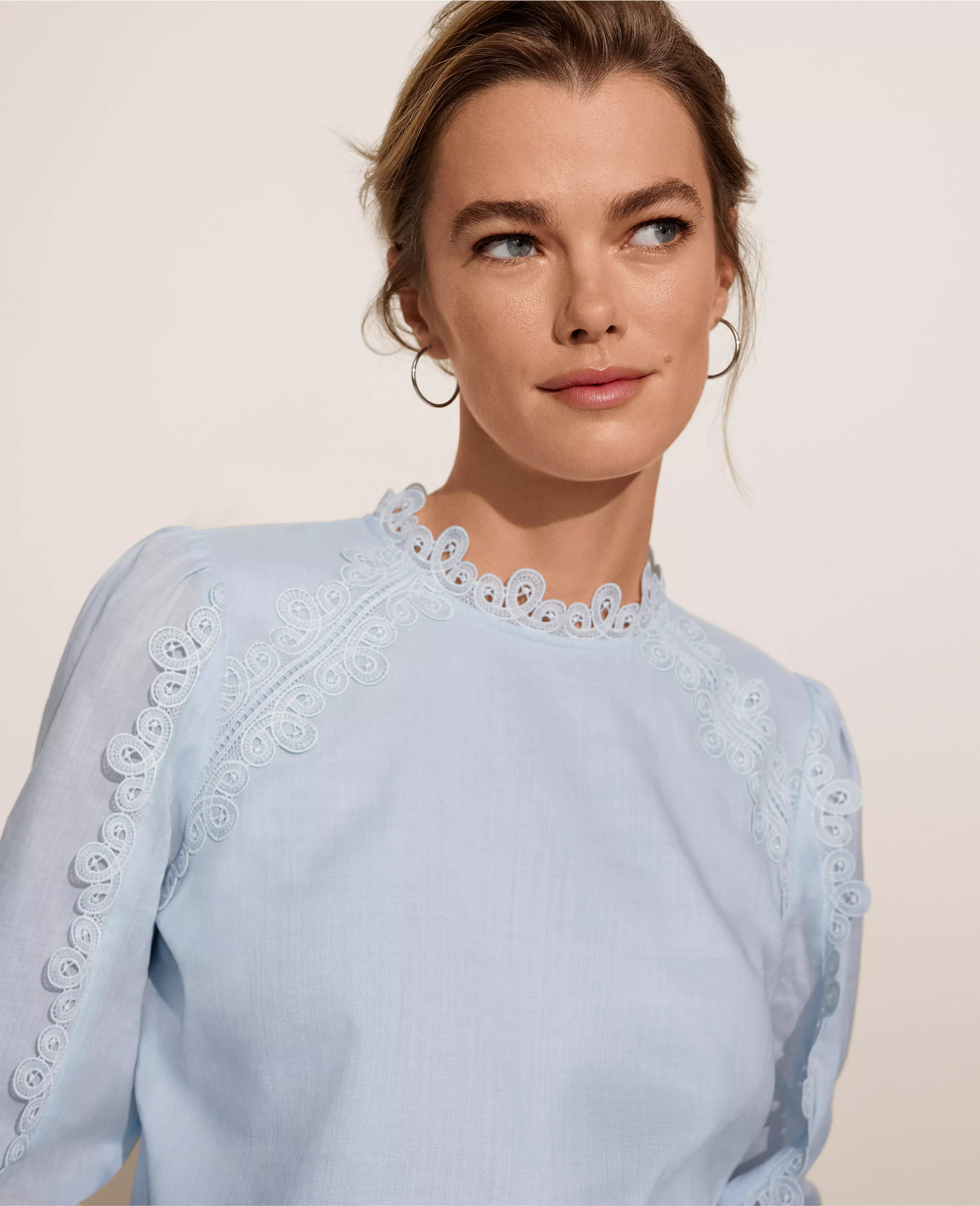 Studio Collection Lace Trim Blouse | Ann Taylor (US)