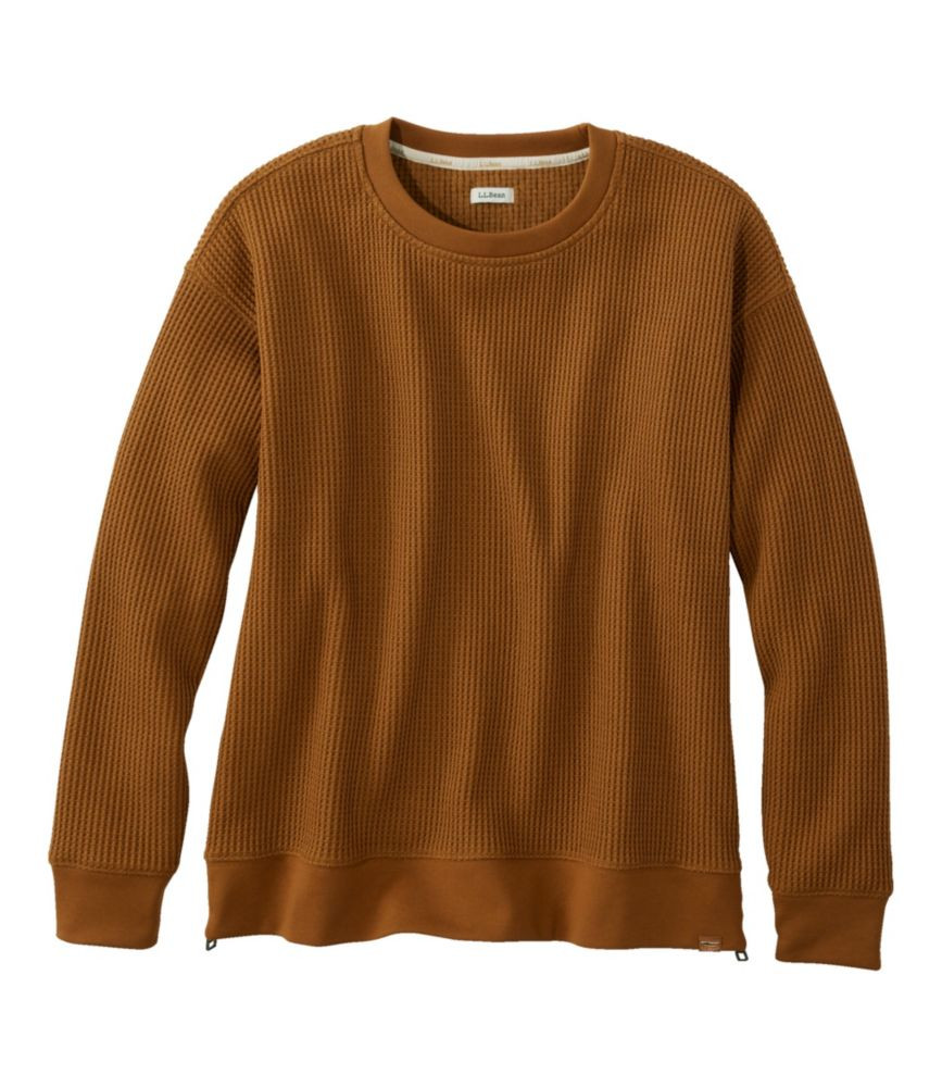 Women's Birchwood Brushed Waffle Top, Crewneck Saddle Extra Small, Polyester Blend L.L.Bean | L.L. Bean