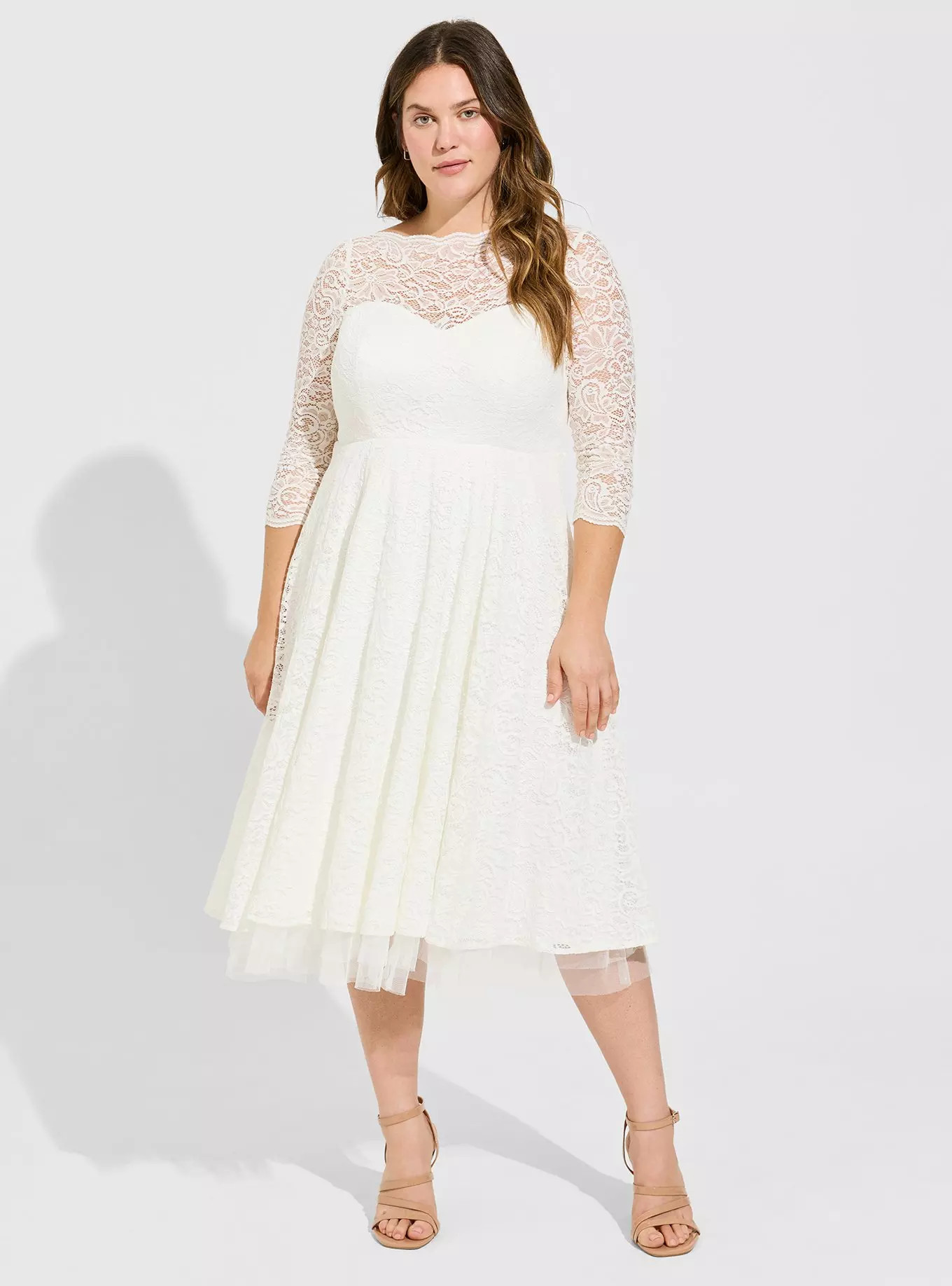 Ivory Lace Tea-Length Wedding Dress | Torrid (US & Canada)