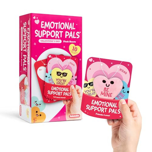Emotional Support V-Day Heart Cards by Relatable - The Cute Classroom Valentines for Kids, Friendship Gifts, or Gifts for Girlfriend - Includes 10 Plushies with 10 Cards | Amazon (US)