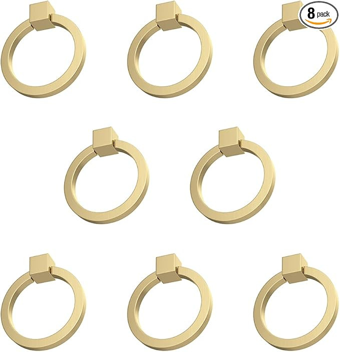RZDEAL 8Pcs 2.0"x 1-7/9" Solid Brasss Pulls for Dresser Drawer Ring Pulls Furniture Hardware Brus... | Amazon (US)