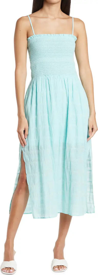 Sleeveless Smocked Cotton Midi Dress | Nordstrom Rack
