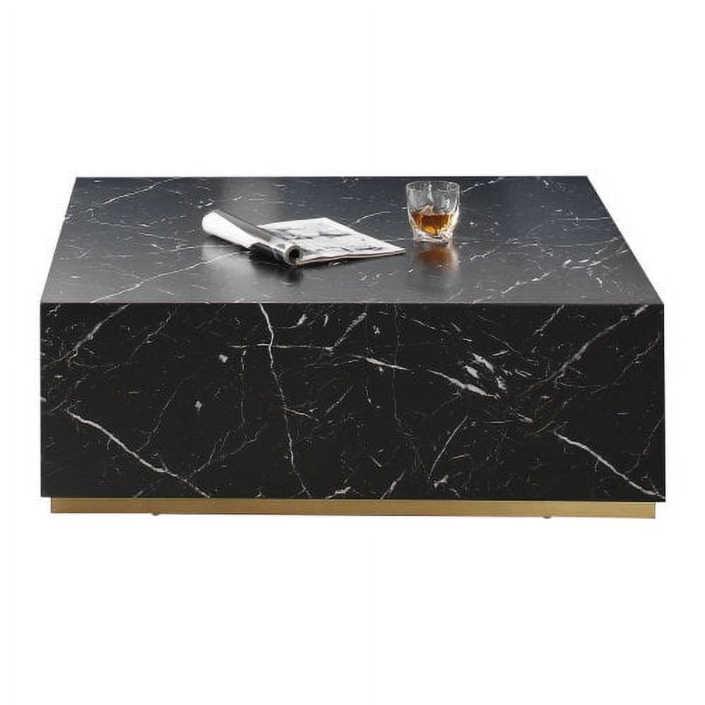 Coffee Table Modern Square Table Sleek Design Marble Black 39.37"W x 13.78"H | Walmart (US)