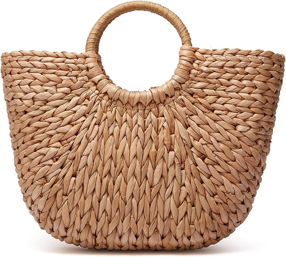 Womens Large Straw Beach Tote Bag Hobo Summer Handwoven Bags Purse wth Pom Poms | Amazon (US)