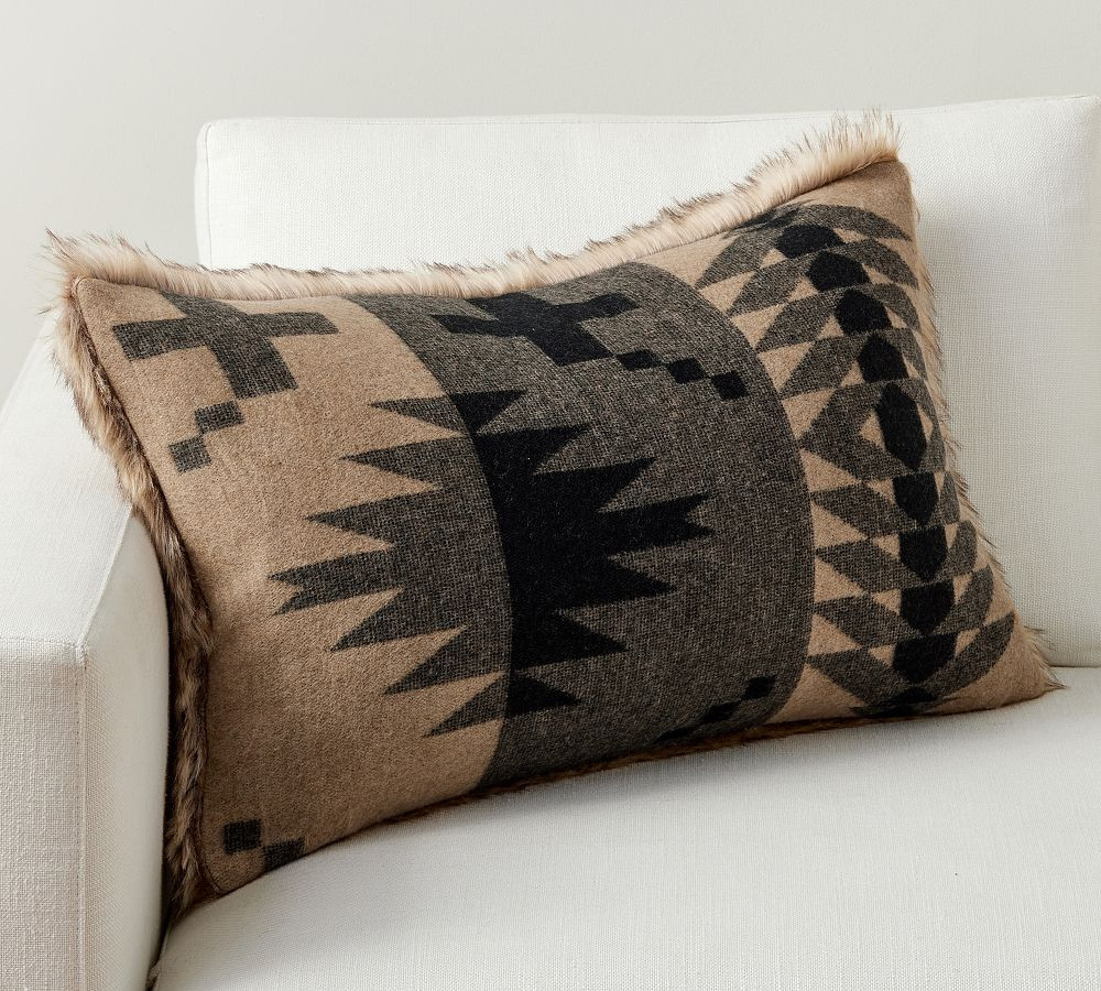 Faux Fur Pendleton Spider Rock Lumbar Pillow | Pottery Barn (US)