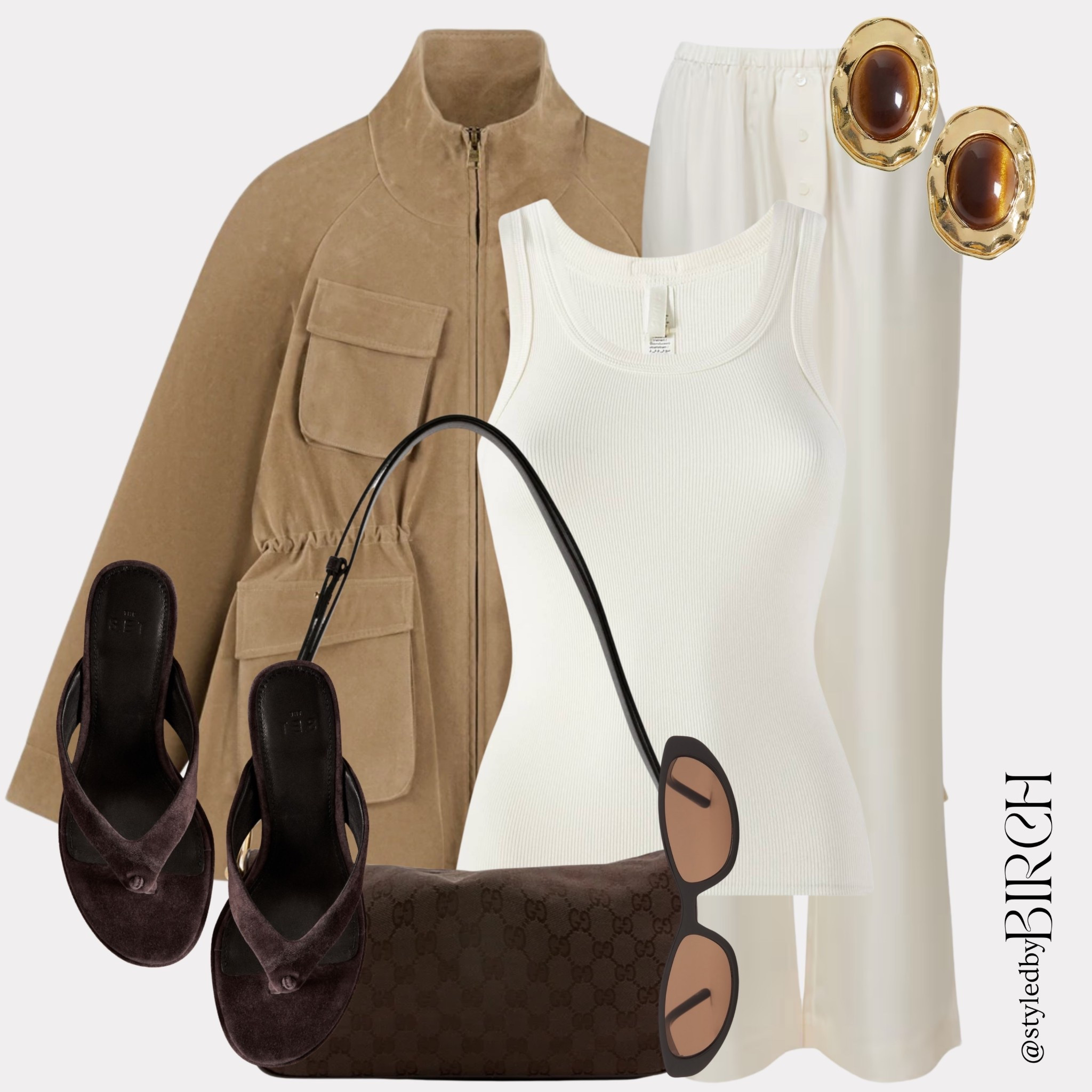 No matter how hot it gets I will always find a way to justify a jacket 😅

#ootd #summerstyle #outfitinspo #chicstyle #casualchic

Tags 🏷️
Camel suede zip up jacket, white ribbed vest top, white wide leg trousers, dark brown suede flip flop sandals, dark brown monogram shoulder bag, brown oval sunglasses, gold tiger eye earrings

#LTKluxury #LTKeurope #LTKstyletip