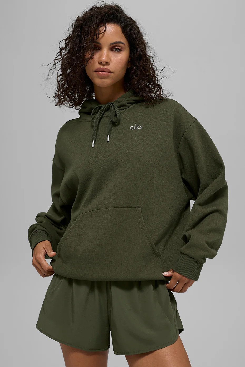 ALO | Accolade Hoodie in Green Olive, Size: Large | Alo Yoga