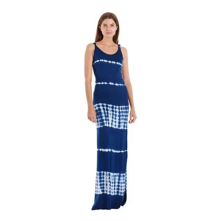 Riviera Sun Tie Dye Spaghetti Strap Maxi Dress (Dark Blue Tie Dye Medium) | Walmart (US)