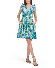 Ruffle Sleeve Floral Cotton Mini Dress | TJ Maxx