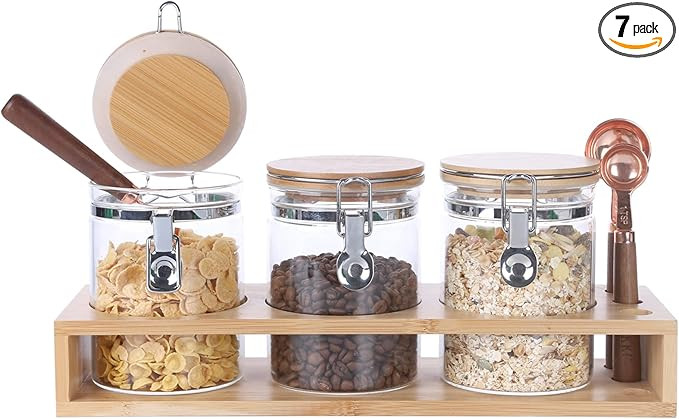 KKC Glass Storage Jars with Airtight Hinged Lids,Sealed Glass Containers for Loose Leaf Tea,Coffe... | Amazon (US)