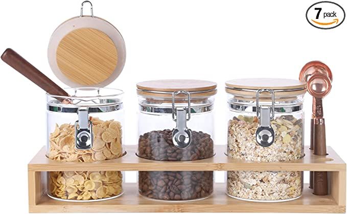 KKC Glass Storage Jars with Airtight Hinged Lids,Sealed Glass Containers for Loose Leaf Tea,Coffe... | Amazon (US)