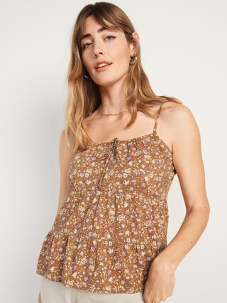 Sleeveless Tiered Floral-Print Cami Swing Blouse for Women | Old Navy (US)