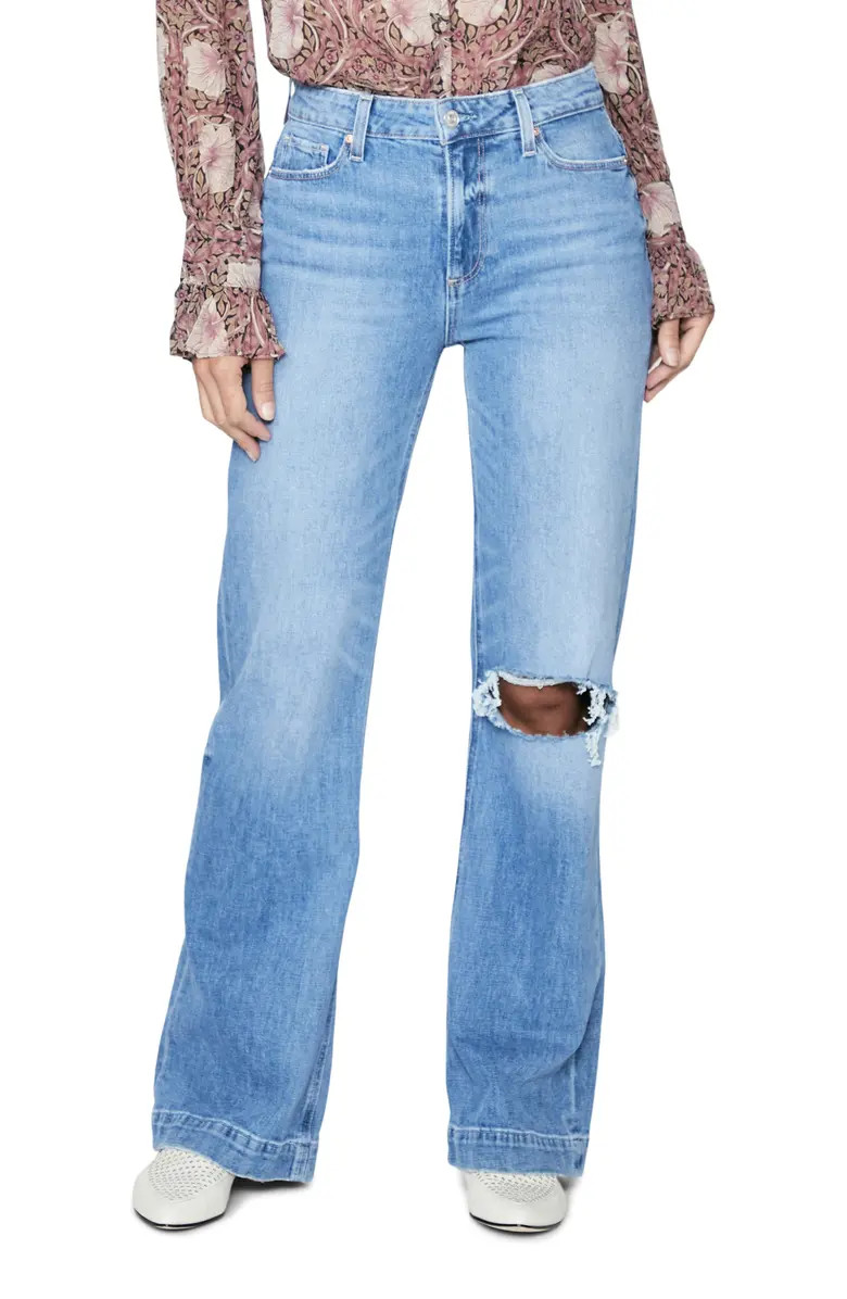 PAIGE Leenah Ripped High Waist Wide Leg Jeans | Nordstrom | Nordstrom