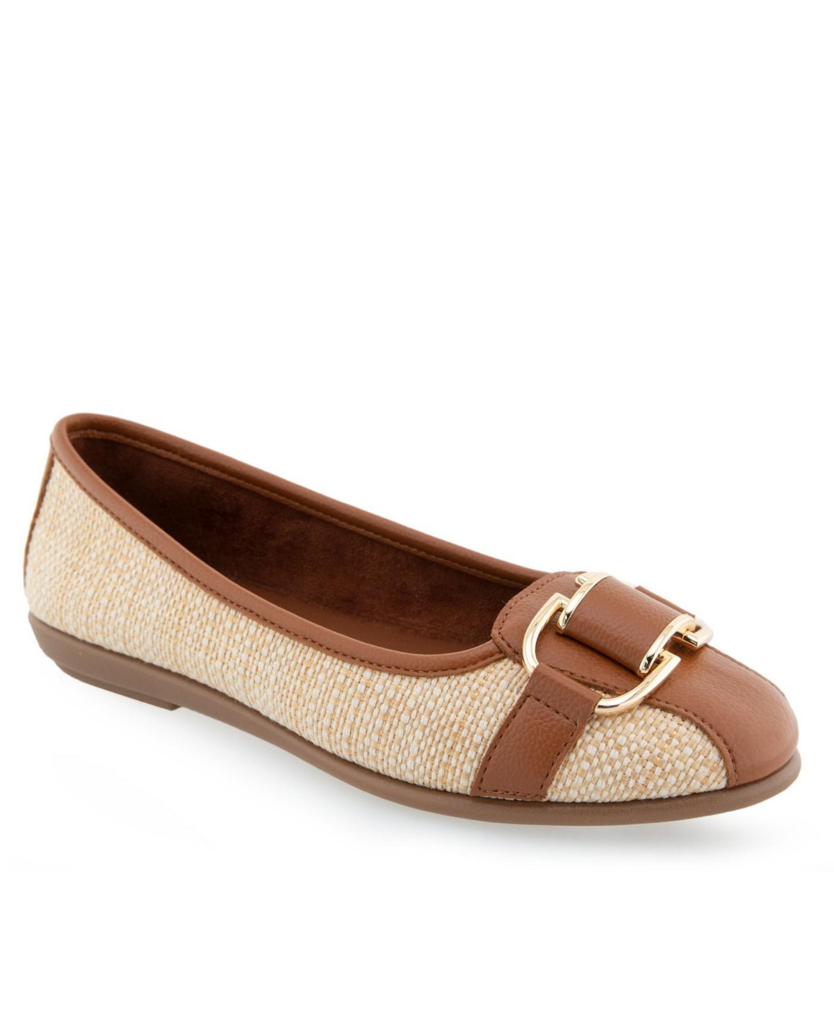 Aerosoles Women's Bentley Buckle Flats - Natural Raffia | Macy's