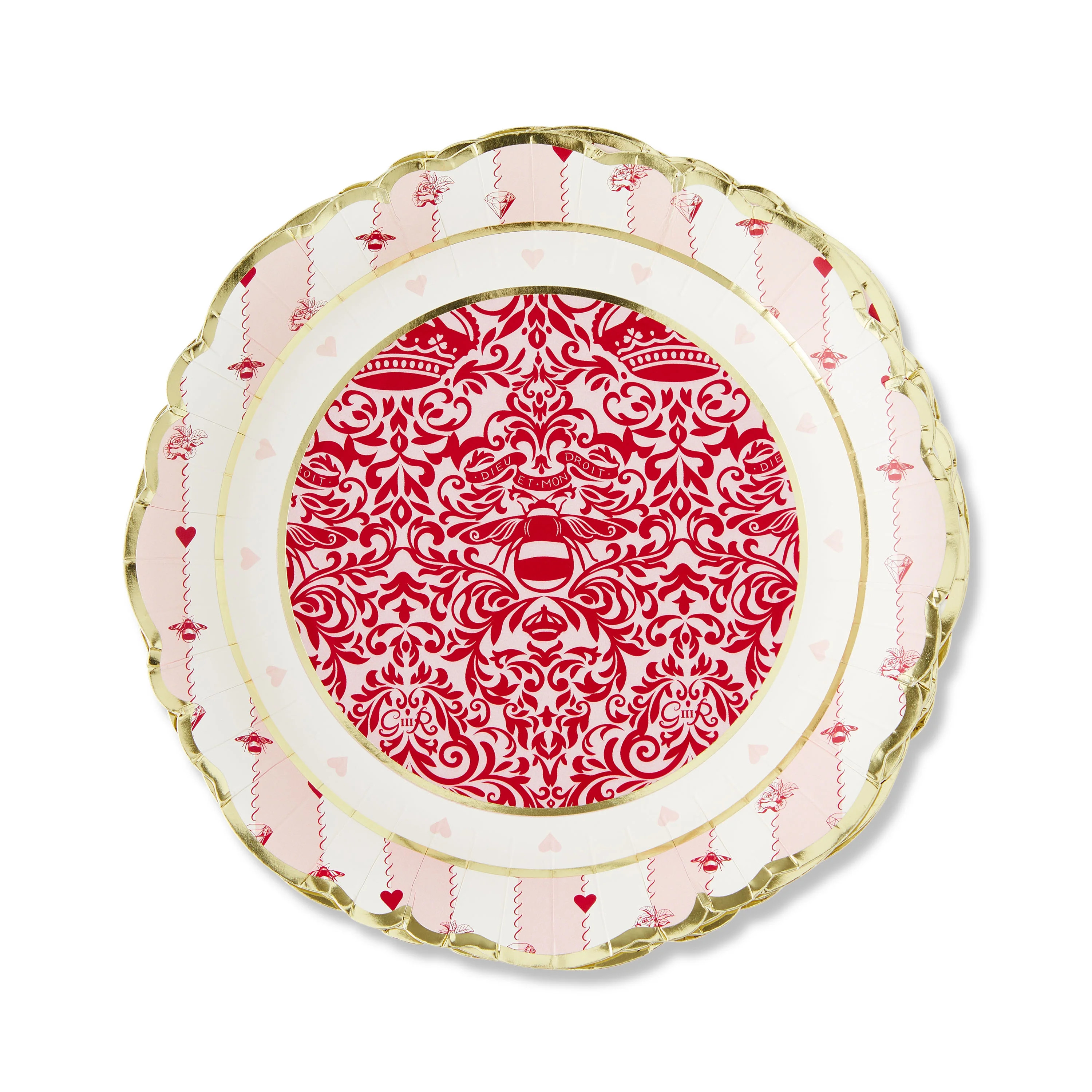 Bridgerton Bee Dinner Plate, Pink, Gold, Disposable, 9 inch, 8 Count, Valentine's Day, by Netflix | Walmart (US)