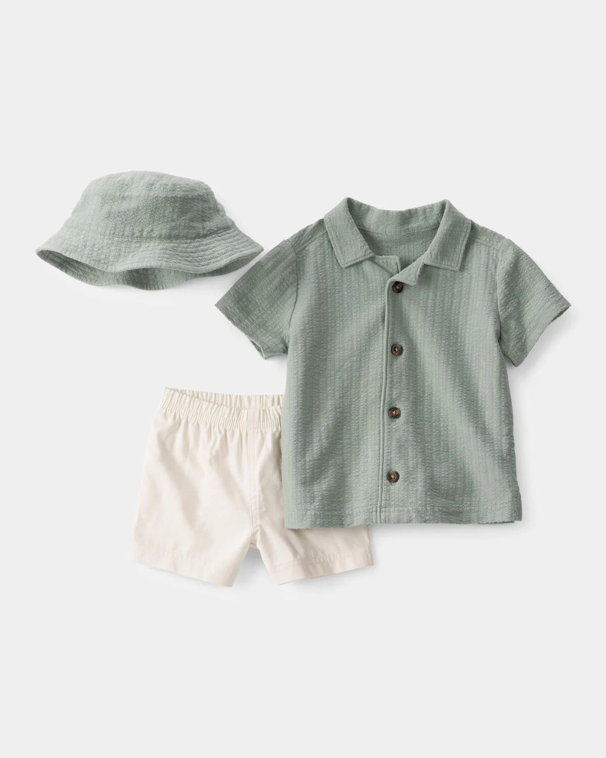 Baby Boy 3-Piece Short-Sleeve Top & Short Set - Green/White | Carter's Inc