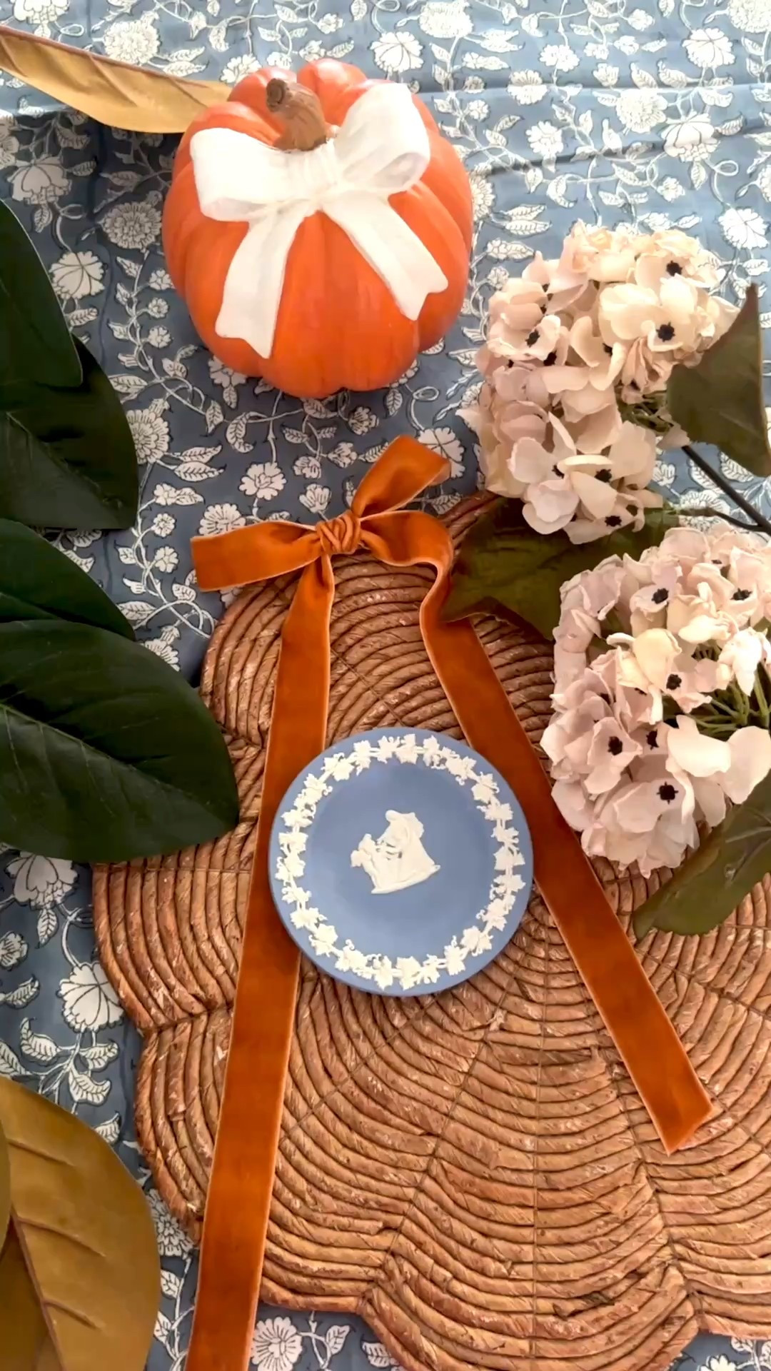 Now pumpkin is hobby lobby and tablecloth is Katherine Young Home! 

Preppy classic timeless home house interiors grandmillennial home decor decorating design living room Fall decor Autumn pumpkin hydrangea  magnolia Wedgwood China ribbon bows scallops classic design,



#LTKSeasonal #LTKFindsUnder50 #LTKHome