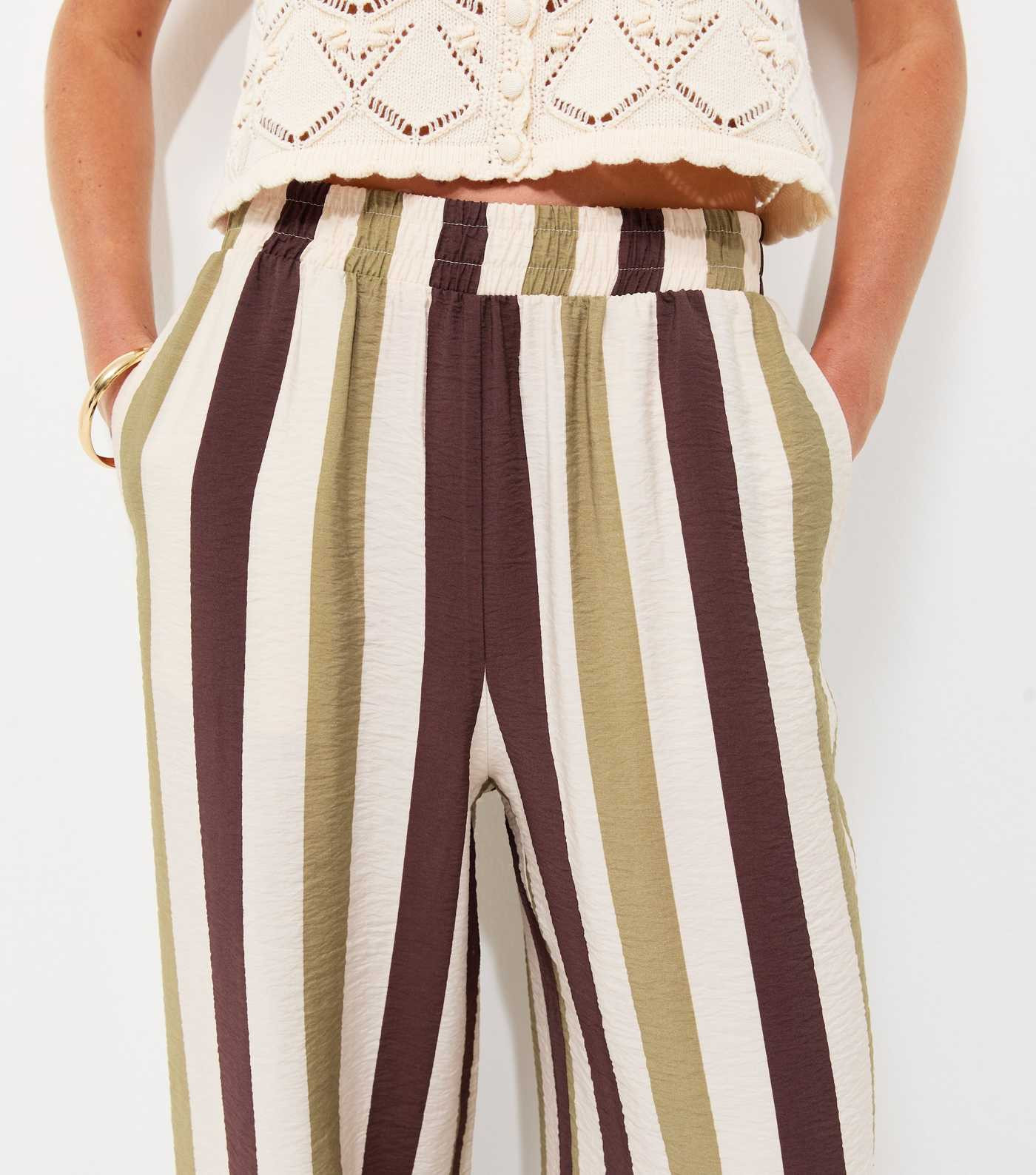 Green Striped Wide Leg Trousers | New Look | New Look (UK)