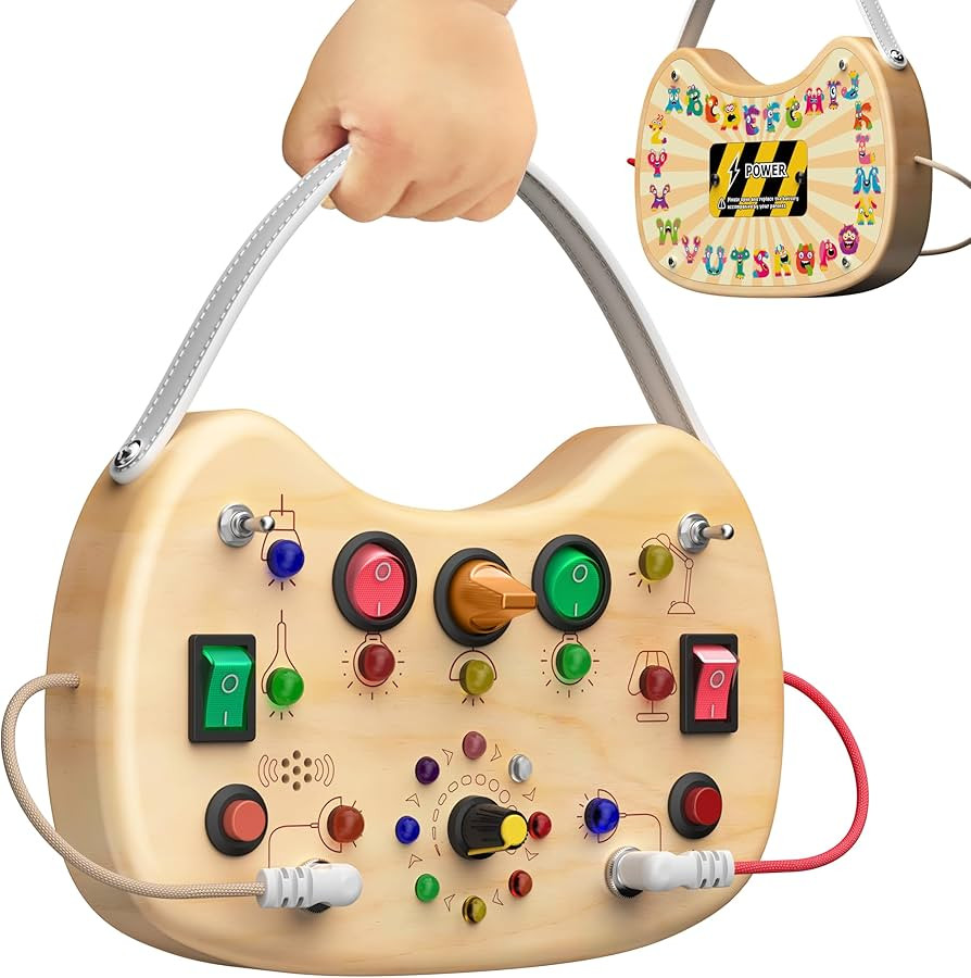 Montessori Toddler Busy Board Sensory Toys for Toddlers Wooden Autism Sensory Toy, Toddler Switch... | Amazon (US)