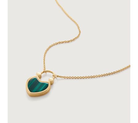 Heart Gemstone Padlock Fine Chain Necklace 41-46cm/16-18' | Monica Vinader (US)