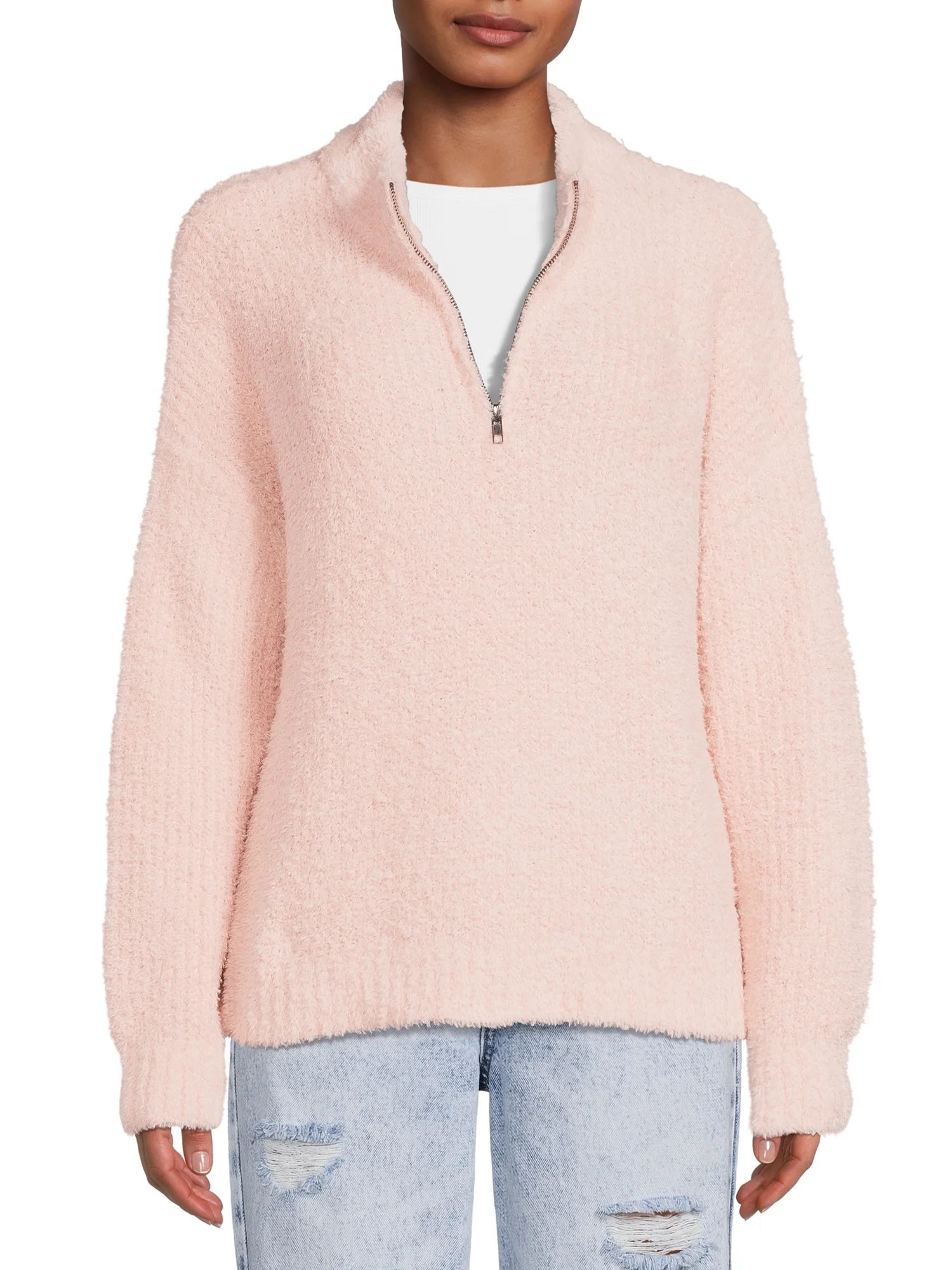 Bohemian Rose Women's Half Zip Mock Neck Sweater | Walmart (US)