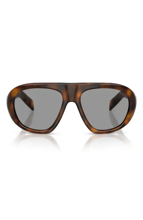 Prada 56mm Irregular Sunglasses in Juniper Tortoise /Grey at Nordstrom | Nordstrom