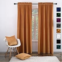 Twin Six Super Soft Blackout Velvet Curtains with 2 Pillow Case,Thermal Insulated Solid Heavy Rod Po | Amazon (US)