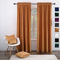 Twin Six Super Soft Blackout Velvet Curtains with 2 Pillow Case,Thermal Insulated Solid Heavy Rod Po | Amazon (US)
