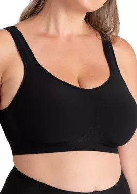 Shapermint Essentials Women's Plus Size Everyday Comfort Wireless Adjustable Shaping Bra, Black, Medium | Belk