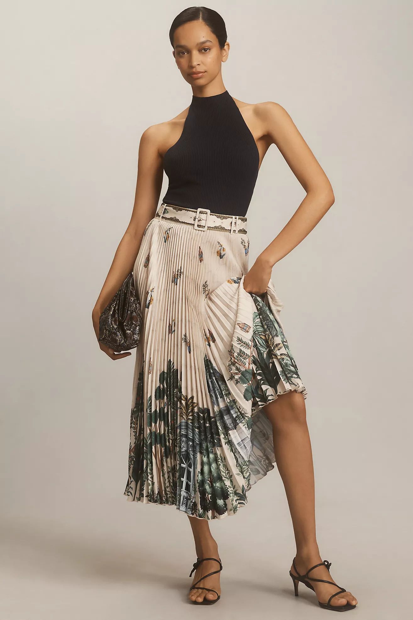 Ranna Gill Aria Pleated Midi Skirt | Anthropologie (US)