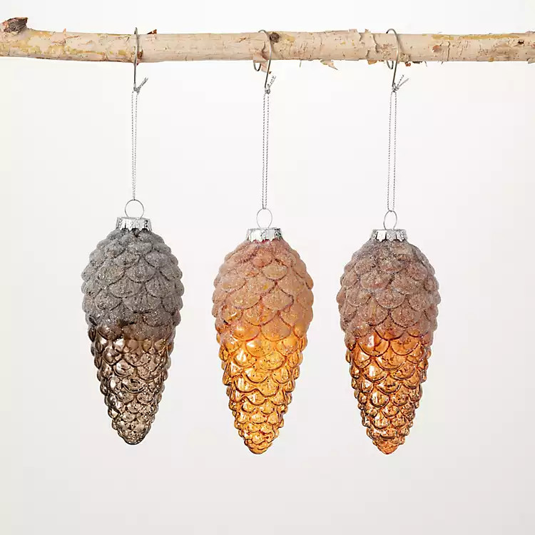 New! Gold Glitter Pinecone Ornaments, Set of 3 | Kirkland's Home