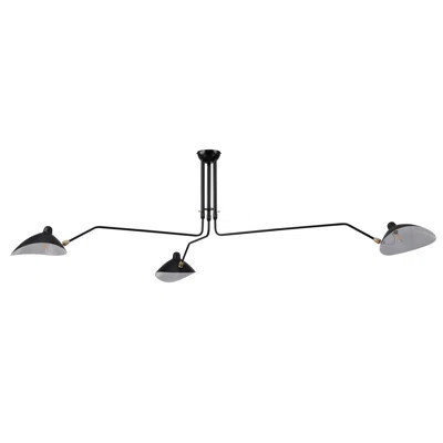 83"W Serge Mouille 3 Rotating Arms Black Shade Semi-Flush Mount | Wayfair North America