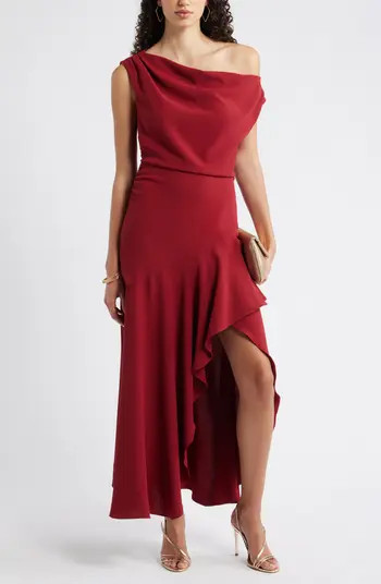 Chelsea28 Cascading Ruffle Crepe One-Shoulder Gown | Nordstrom | Nordstrom