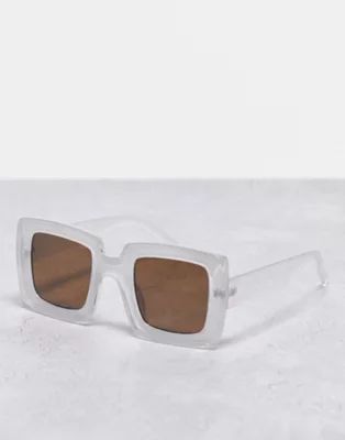 AJ Morgan chunky frame square sunglasses in white | ASOS (Global)