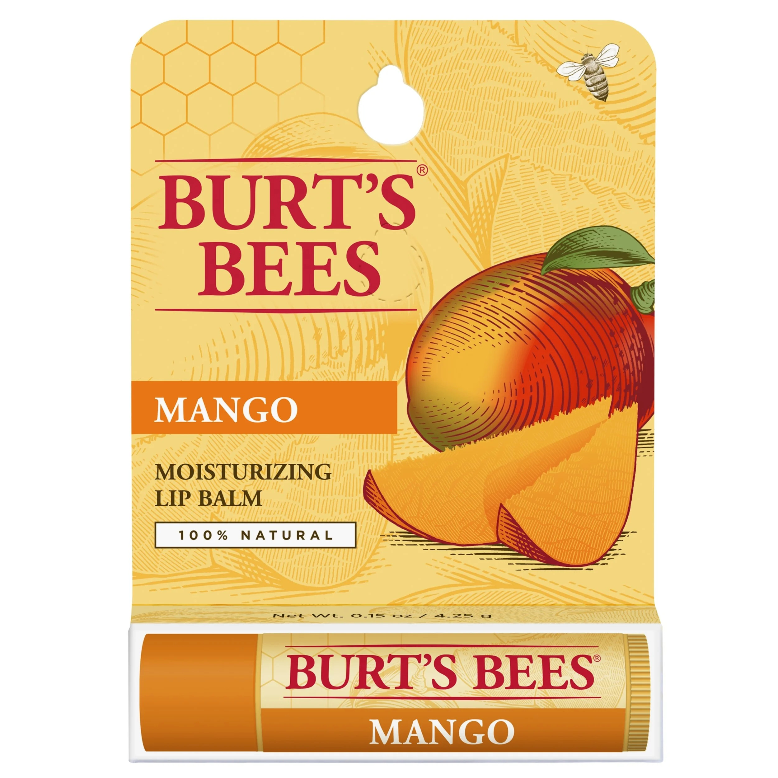 Burt's Bees 100% Natural Moisturizing Lip Balm with Beeswax, Mango, 1 Tube | Walmart (US)
