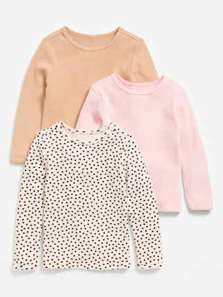 Long-Sleeve Waffle-Knit T-Shirt 3-Pack for Toddler Girls | Old Navy (CA)