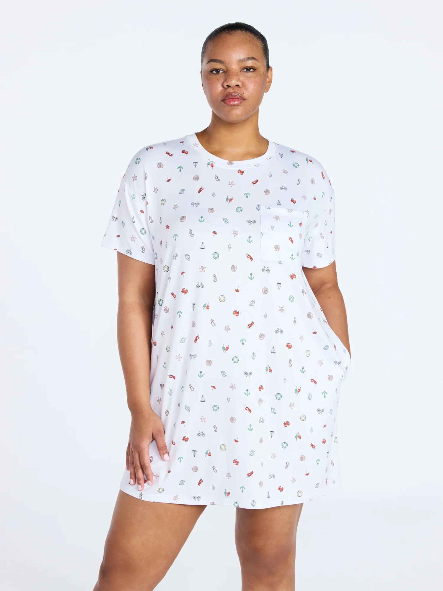 Joyspun Women's Dreamy Soft Collection Short Sleeve Sleepshirt, Sizes S/M-2X/3X | Walmart (US)