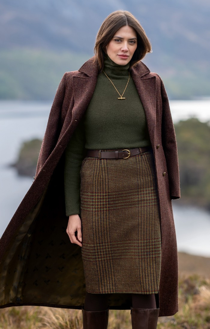 Ladies Tweed Double Breasted Coat with Belt | The House of Bruar