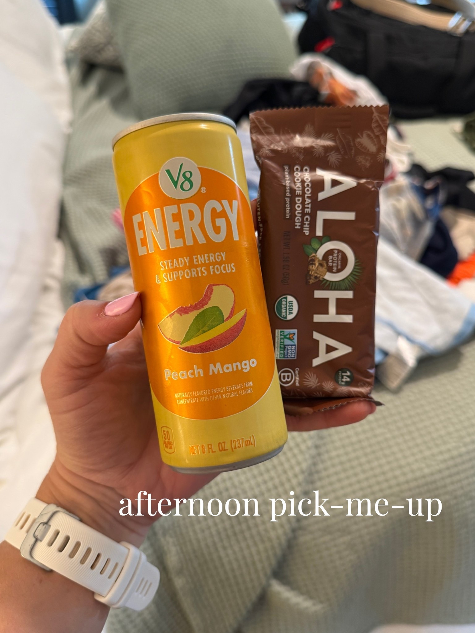 Loooove this v8 energy- have one every day! 
And these Aloha protein bars are so good. Delicious and GF / DF if you need that! My 5 year old loves the minis

#LTKselfcare #LTKfitnessgoals #LTKActive