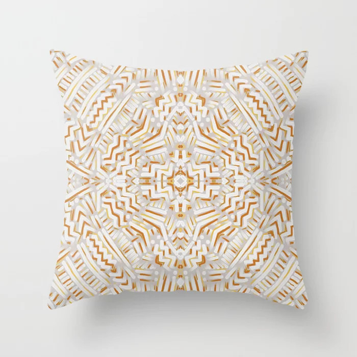Clandestine Orange White Couch Throw Pillow by Jacqueline Maldonado - Cover (16" x 16") with pillow  | Society6