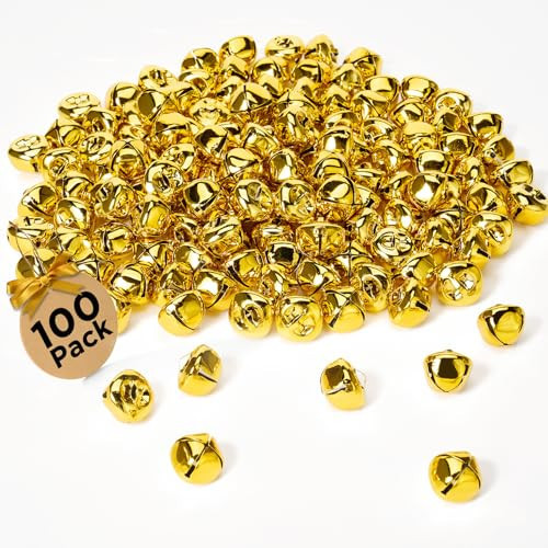 Sooez Gold Jingle Bells for Crafts, 100PCS 1inch Large Craft Bells with Crisp Sound, Christmas Bells Gold Bells for Crafts Christmas Decorations Halloween, Bells Bulk 1 inch | Amazon (US)